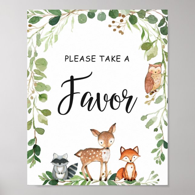 Poster Sinal de Chá de fraldas Verde da Madeira Favorece (Frente)