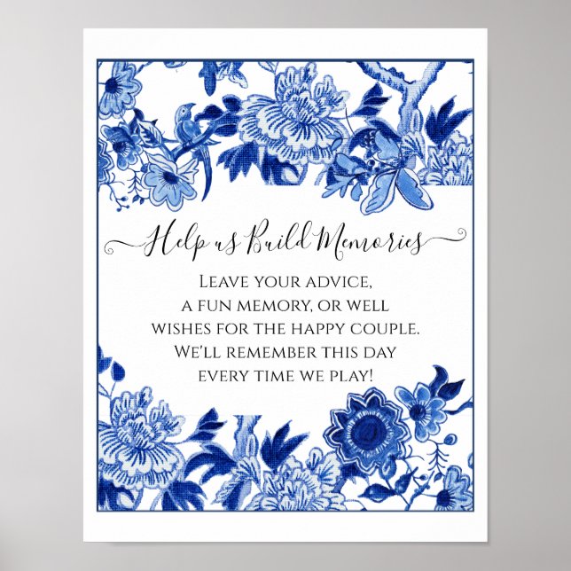 Poster Sinal de Chá de Noiva Jenga Personalizado 10x12 Az (Frente)