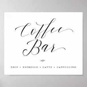 Poster Sinal de Chá de Noiva ou Casamento Coffee Bar Chic