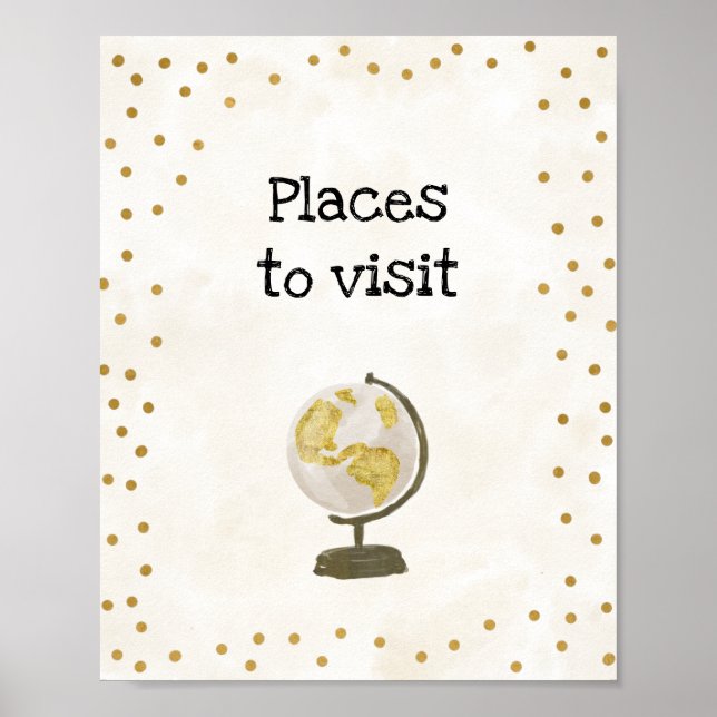 Poster Sinal de Chá de Noiva Temático de Viagem (Frente)