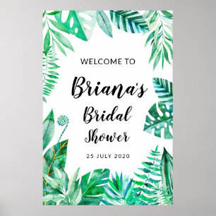 Poster Sinal de chá de noiva tropical, casamento tropical