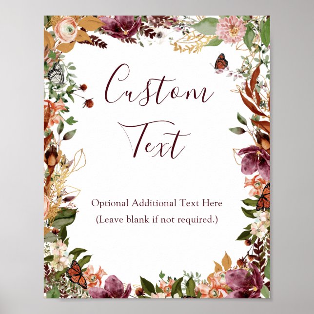 Poster Sinal de Chá de panela Botânico de Queda (Frente)