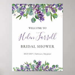 Poster Sinal de Chá de panela das Flores de Lavanda Eucal