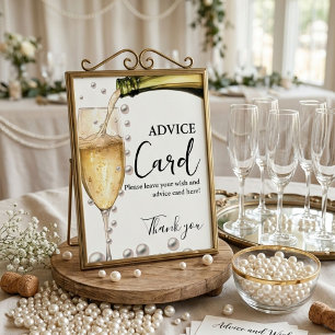 Poster Sinal de chá de panela de Aviso Prosecco e Pérolas