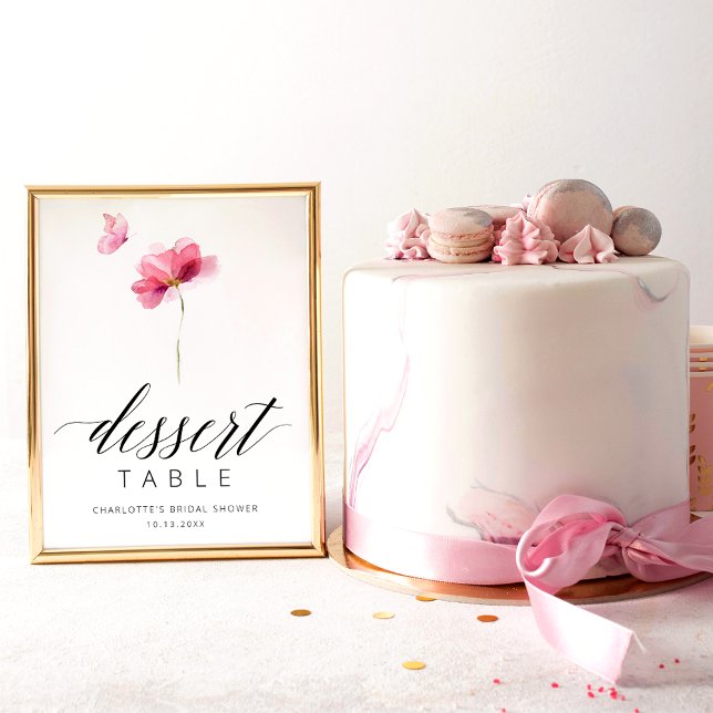 Poster Sinal de Chá de panela de Borboleta Floral Elegant (Criador carregado)