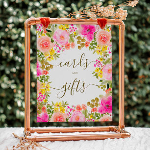 Poster Sinal de chá de panela de jardim de flores silvest