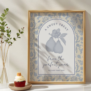 Poster Sinal de Chá de panela de Pear Perfeito Azul Dusty