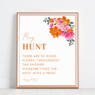 Poster Sinal de Chá de panela de Toque Floral Rosa e Lara