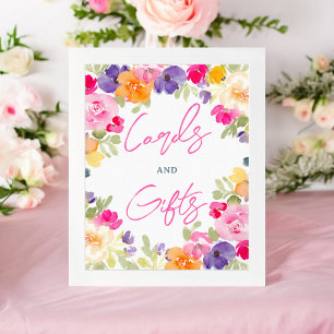 Poster Sinal de chá de panela floral cor-de-rosa-boho