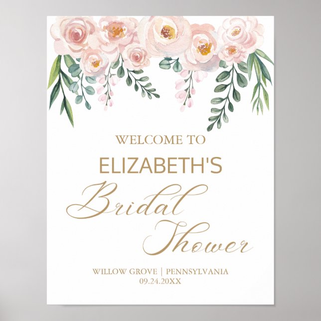 Poster Sinal de Chá de panela Pêssego Rosa (Frente)