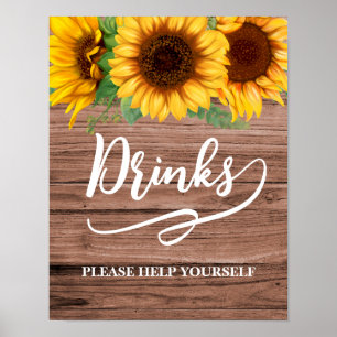 Poster Sinal de Chá de panela Rustic Sunflower