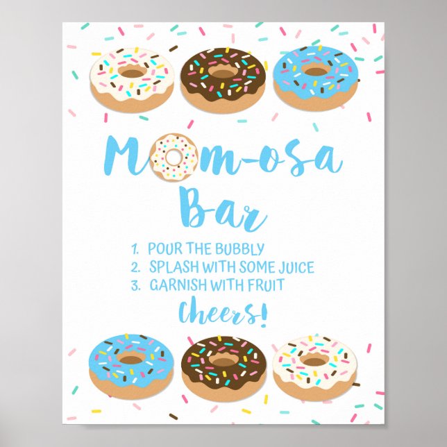 Poster Sinal de Chá de Rosquinha Azul-Bar da Mãe-osa (Frente)