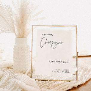 Poster Sinal de Champanhe de Casamento, Sinal Minimalista