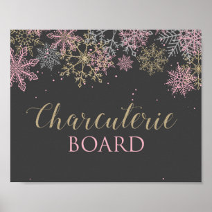 Poster Sinal de Charcuterie em Floco de Neve Rosa de inve
