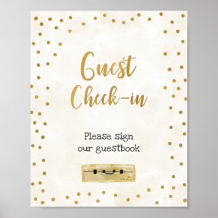 Poster Sinal de check-in de convidado para Chá de Noiva