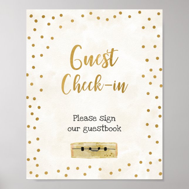 Poster Sinal de check-in de convidado para Chá de Noiva (Frente)