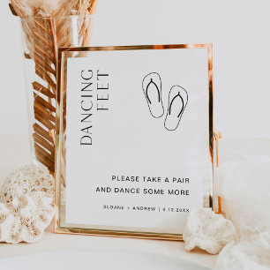 Poster Sinal de Chinelos de Casamento de Pés Dançantes HA