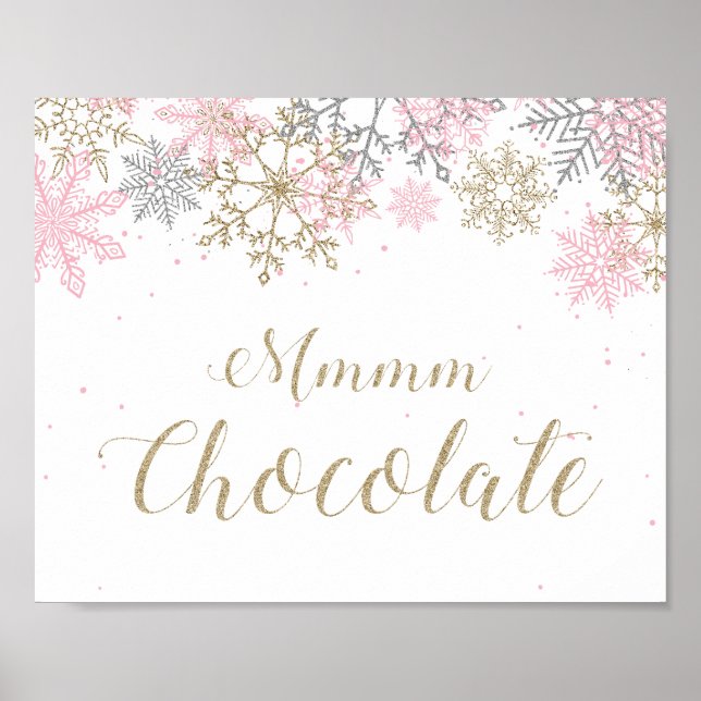 Poster Sinal de Chocolate de Winter Onederland Mmm (Frente)