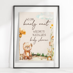 Poster Sinal de Churrasco de Bebê Boho Animais da Florest