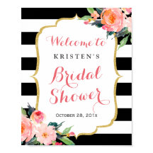 Sinal de Chuva de Noiva com Listras Pretas Florais