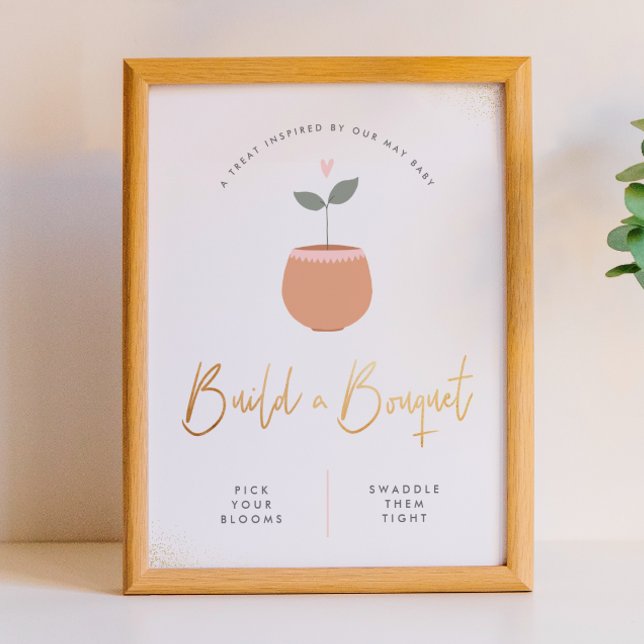 Poster Sinal de Chuvada de Bebê Baby In Bloom Construa um (Criador carregado)