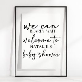 Poster Sinal de Chuvada de Bebê com Letra Simples Moderna