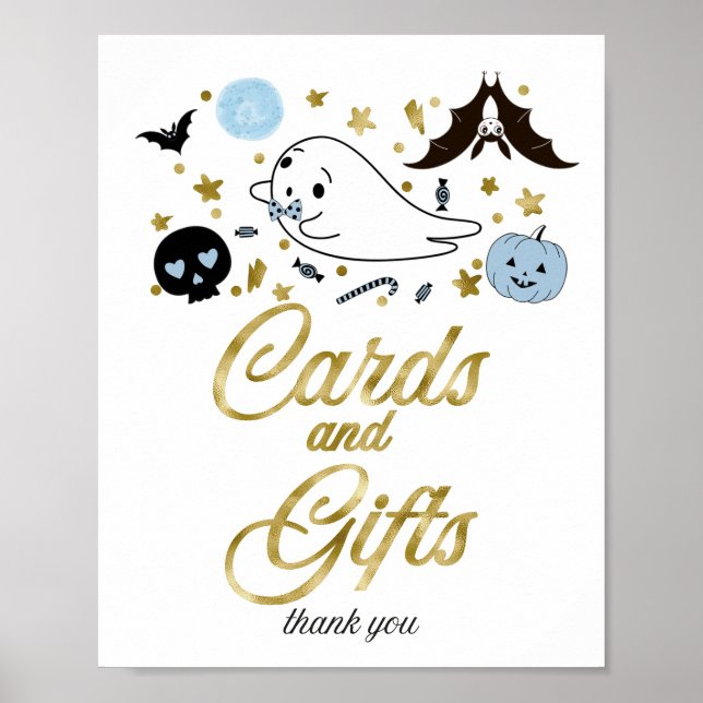 Poster Sinal de Chuvada de Bebê Menino de Halloween com C (Frente)