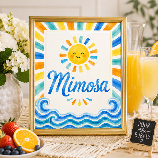 Poster Sinal de Chuveirinho de Bebê Mimosa Bar - Aqui Vem