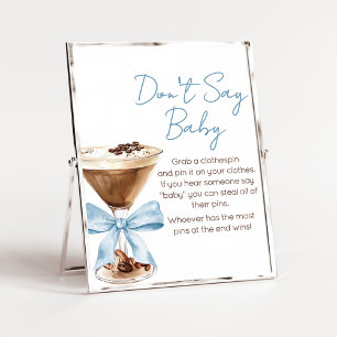 Poster Sinal de Chuveiro de Bebê Blue Bow Espresso Não Di