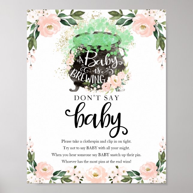 Poster Sinal de Chuveiro de Bebê Menina de Halloween Não  (Frente)