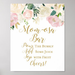Poster Sinal de Chuveiro de Bebê Rosa e Dourado