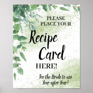 Poster Sinal de Chuveiro de Noiva com Cartão de Receita E