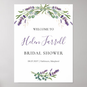 Poster Sinal de Chuveiro de Noiva com Flores de Eucalipto