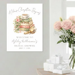 Poster Sinal de Chuveiro de Noiva Floral de um Novo Capít