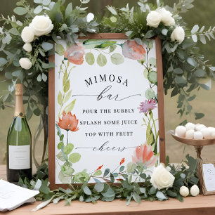 Poster Sinal de Chuveiro de Noiva "Mimosa Bar" Jardim de