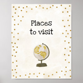 Poster Sinal de Chuveiro de Noiva Temático de Viagem