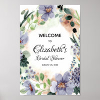 Sinal de Chuveiro Nupcial Floral em Aquarela Elega