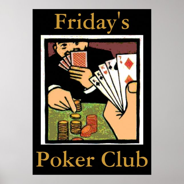 Pôster Sinal de clube de pôquer, editar texto (Frente)