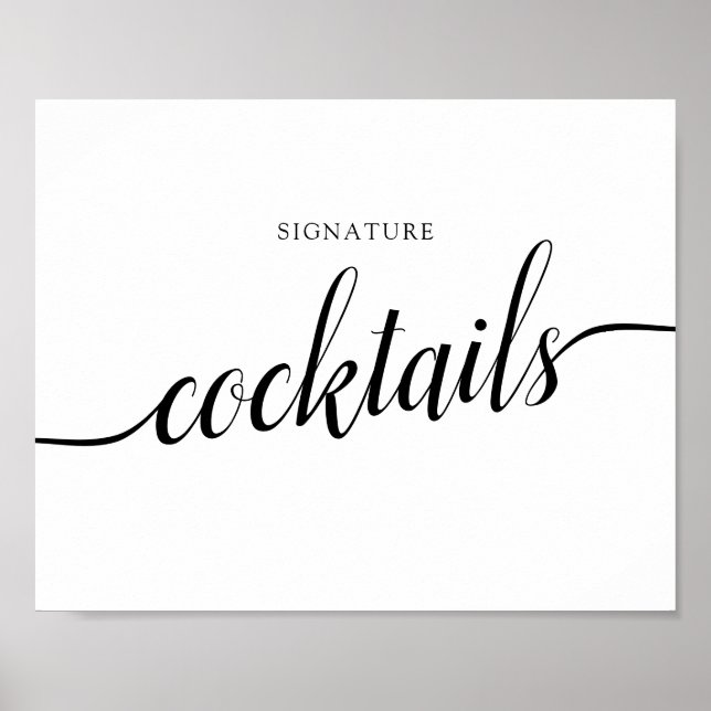 Poster Sinal de "Cocktails" de Casamento de Caligrafia Pr (Frente)