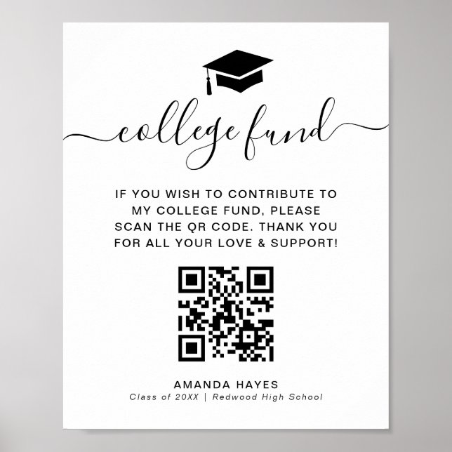 Poster Sinal de código QR de doação para fundo universitá (Frente)