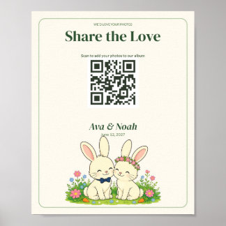 Poster Sinal de Código QR para Casamento no Jardim de Coe