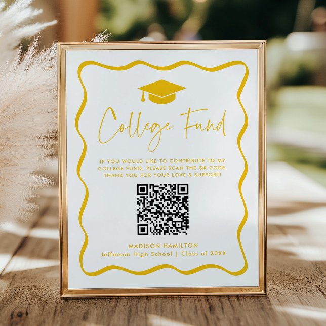 Poster Sinal de Código QR para Graduação de Fundo de Colé (Criador carregado)