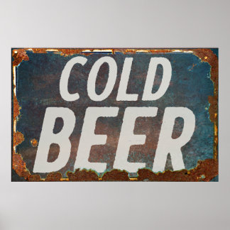 Poster Sinal de colheita de Frio BEER rusty retro derelic