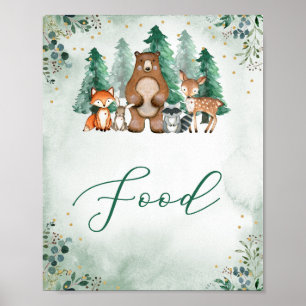 Poster Sinal de comida da floresta Chá de fraldas de anim
