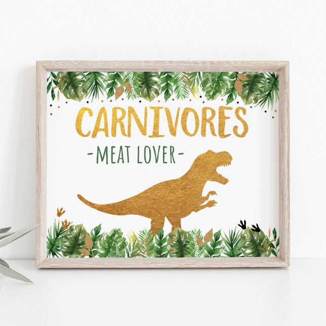Poster Sinal de Comida de aniversário do Dinosaur Carnivo (Criador carregado)