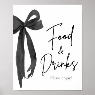 Poster Sinal de Comida e Arco Negra Moderna Elegante
