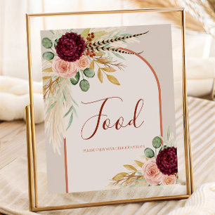 Poster Sinal de Comida Floral Terracotta Grass Grass