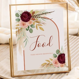 Poster Sinal de Comida Floral Terracotta Grass Grass