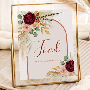 Poster Sinal de Comida Floral Terracotta Grass Grass