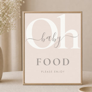 Poster Sinal de comida para chá de bebê em letra marrom t